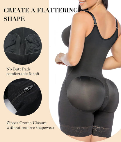 LumaShape Fajas Colombianas Postpartum Shapewear – Tummy Control Body Shaper & Butt Lifter with Zipper Crotch