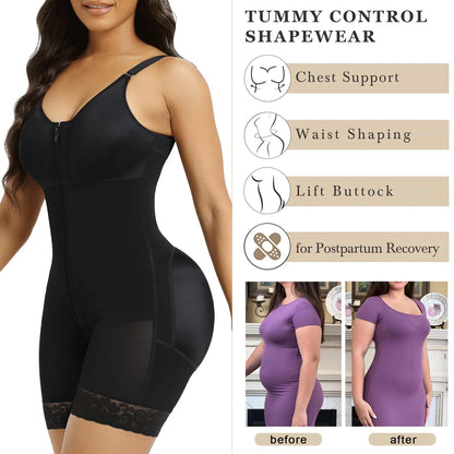 LumaShape Fajas Colombianas Postpartum Shapewear – Tummy Control Body Shaper & Butt Lifter with Zipper Crotch