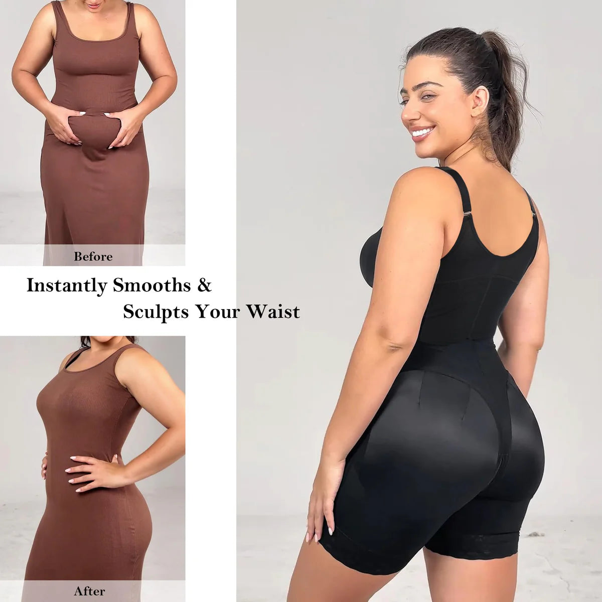 LumaShape Fajas Colombianas Postpartum Shapewear – Tummy Control Body Shaper & Butt Lifter with Zipper Crotch