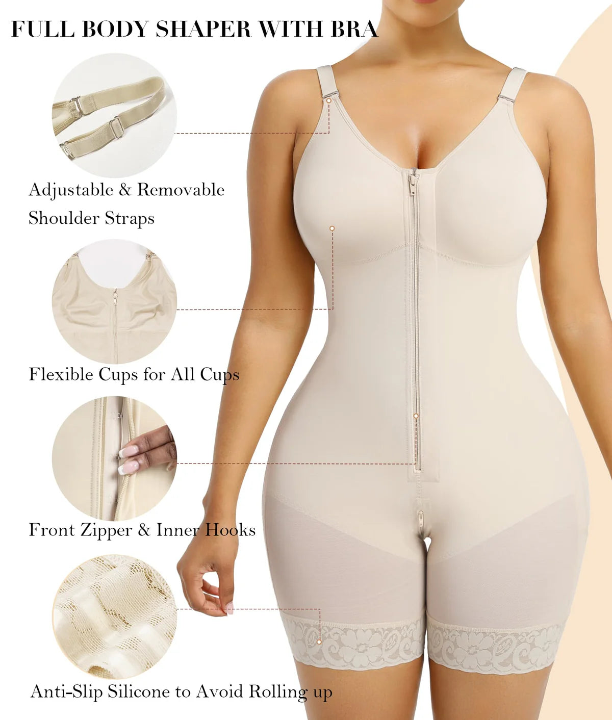 LumaShape Fajas Colombianas Postpartum Shapewear – Tummy Control Body Shaper & Butt Lifter with Zipper Crotch