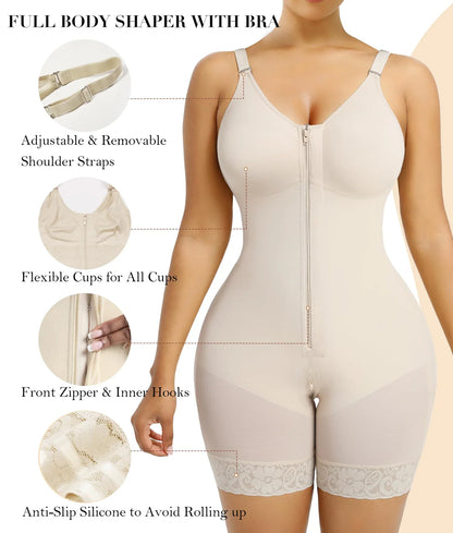 LumaShape Fajas Colombianas Postpartum Shapewear – Tummy Control Body Shaper & Butt Lifter with Zipper Crotch