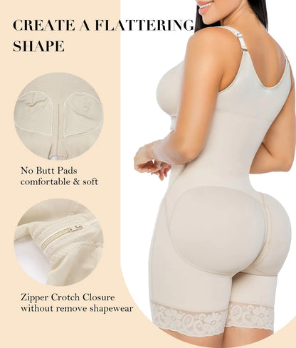 LumaShape Fajas Colombianas Postpartum Shapewear – Tummy Control Body Shaper & Butt Lifter with Zipper Crotch